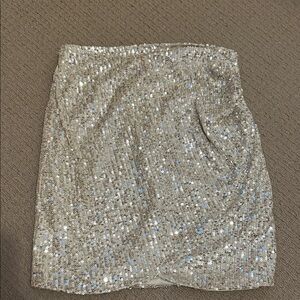 Forever 21 Glittering Silver Mini Skirt